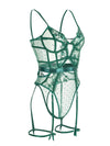 Body femme - body en dentelle verte avec soutien-gorge à armatures pour soirées - shapewear élégant