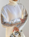 Ensemble de loungewear élégant femme en crème scintillant - confort stylé pour sorties décontractées