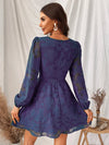 Robe casual femme à fleurs brodées - mini robe verte pour soirées élégantes avec manches longues