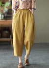 Pantalons harem pour femmes en lin, coupe relax, jaune naturel - mode estivale décontractée