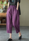 Pantalons harem pour femmes en lin, coupe relax, jaune naturel - mode estivale décontractée