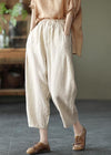 Pantalons harem pour femmes en lin, coupe relax, jaune naturel - mode estivale décontractée