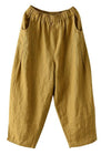 Pantalons harem pour femmes en lin, coupe relax, jaune naturel - mode estivale décontractée