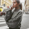 Pull oversized tricoté - vêtements en maille embellis pour femmes