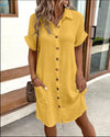 Robe chemise femme avec poches, coupe décontractée pour un style quotidien - robe légère à boutons