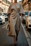 Robe midi décontractée pour femme avec des manches larges élégantes - tenue chic pour soirées spéciales