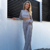 Ensemble de soirée à sequins pour femmes - top court et pantalon glamour pour occasions spéciales