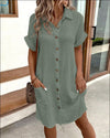 Robe chemise femme avec poches, coupe décontractée pour un style quotidien - robe légère à boutons