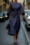Robe midi décontractée pour femme avec des manches larges élégantes - tenue chic pour soirées spéciales