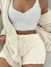 Ensemble de détente pour femmes en 2 pièces – haut en polaire douce et shorts pour la relaxation