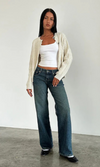 Jeans femme taille basse à coupe droite - denim décontracté pour les jours de détente