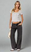 Jeans femme taille basse à coupe droite - denim décontracté pour les jours de détente