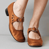 Bottines en similicuir (PU) mary jane pour femmes - chaussures élégantes pour le quotidien - mocassins plats avec détail boucle