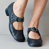 Bottines en similicuir (PU) mary jane pour femmes - chaussures élégantes pour le quotidien - mocassins plats avec détail boucle