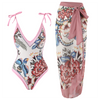 Ensemble de maillot de bain fleuri 2 pièces - design élégant avec un paréo assorti