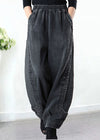 Pantalons harem femmes - look décontracté tendance en denim gris avec poches pour grandes tailles