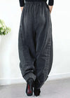 Pantalons harem femmes - look décontracté tendance en denim gris avec poches pour grandes tailles