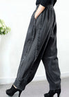 Pantalons harem femmes - look décontracté tendance en denim gris avec poches pour grandes tailles