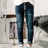 Pantalon en denim skinny taille haute bleu pour femme - du quotidien, tissu doux, coupe ajustée