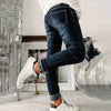 Pantalon en denim skinny taille haute bleu pour femme - du quotidien, tissu doux, coupe ajustée