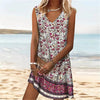 Robe d'été sans manches à motif floral gris - robe de plage à décolleté en v