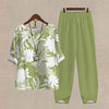 Ensemble décontracté femme - haut et pantalon à motif floral pour un look quotidien