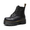 Bottines femme - cuir noir classique avec semelle épaisse pour un look tendance et des caractéristiques agréables