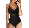 Maillot de bain une pièce élégant noir avec inserts en mesh - tenue stylée pour la plage et la piscine