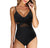 Maillot de bain une pièce élégant noir avec inserts en mesh - tenue stylée pour la plage et la piscine