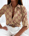 Blouse imprimé abstrait pour femmes - léger, manches longues, polyvalent et élégant pour le bureau et les sorties décontractées