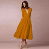 Robe midi décontractée pour femmes - élégante en coton avec décolleté en v pour des occasions spéciales