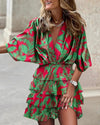 Robe mini à imprimé floral - robe tiered élégante pour femmes