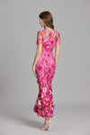 Robe maxi brodée florale pour femmes - élégante tenue de soirée pour occasions spéciales