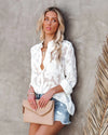 Blouse femme à imprimé floral - haut blanc léger pour une élégance quotidienne