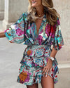 Robe mini à imprimé floral - robe tiered élégante pour femmes
