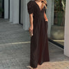 Robe de soirée femme - jumpsuit élégant avec manches bouffantes pour événements le soir - design large et tissu douillet