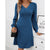 Robe tricot côtelé à manches longues pour femmes - robe décontractée en v cozy