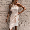 Robe asymétrique - robe élancée avec ceinture
