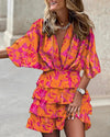Robe mini à imprimé floral - robe tiered élégante pour femmes