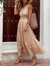 Robe maxi femme en dentelle bohème - tissu léger et élégant pour vos sorties estivales