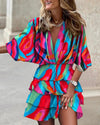 Robe mini à imprimé floral - robe tiered élégante pour femmes