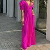 Robe de soirée femme - jumpsuit élégant avec manches bouffantes pour événements le soir - design large et tissu douillet