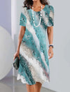 Robe chemise imprimée - élégante robe courte à manches courtes