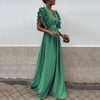 Robe maxi femme avec manches volantes élégantes - design flatteur, tissu léger pour les occasions spéciales