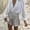 Shorts en sequins argentés - bottoms scintillants pour femmes