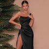 Robe de soirée en satin - élégante robe noire pour femmes