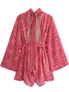 Robe chemise femme - design floral rose avec dos ouvert pour sorties décontractées - tenue légère et élégante