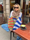 Pull en mohair multicolore pour femmes - un basique chic et relaxant