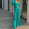 Robe de soirée femme - jumpsuit élégant avec manches bouffantes pour événements le soir - design large et tissu douillet