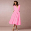 Robe midi décontractée pour femmes - élégante en coton avec décolleté en v pour des occasions spéciales